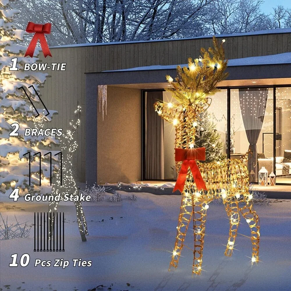 Light Up 3D Rattan Christmas Reindeer 47